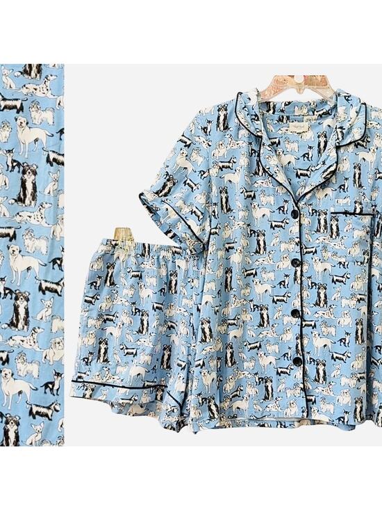 BedHead Other - EUC Bedhead Puppy Love Light Blue Organic Cotton Shortie Pajama Set Size Medium